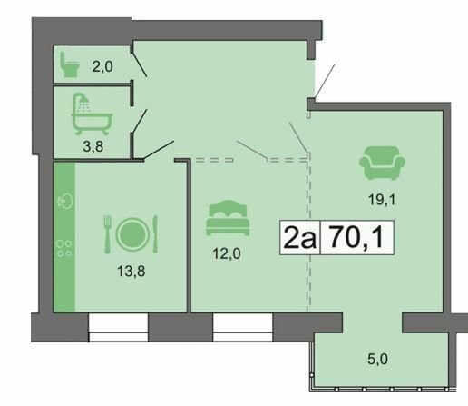2-комнатная 70.1 м² в ЖК River Park от 21 300 грн/м², Днепр