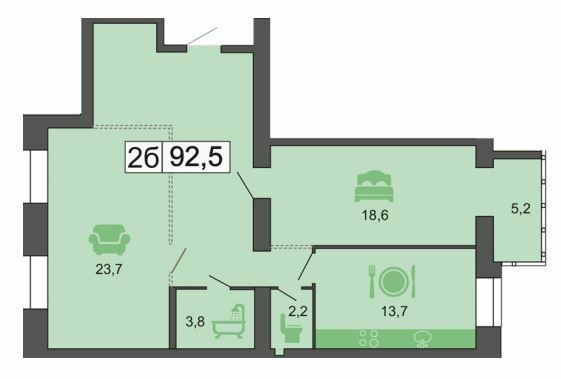2-комнатная 92.5 м² в ЖК River Park от 21 300 грн/м², Днепр