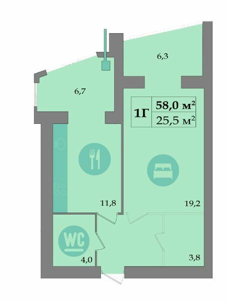 1-кімнатна 58 м² в ЖК SokolovSky від забудовника, Дніпро