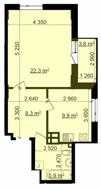 1-кімнатна 47.6 м² в ЖК Пролісок від 15 900 грн/м², Харків