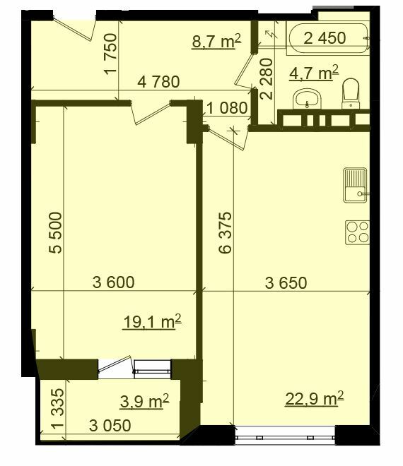 1-кімнатна 57.35 м² в ЖК Пролісок від 15 900 грн/м², Харків