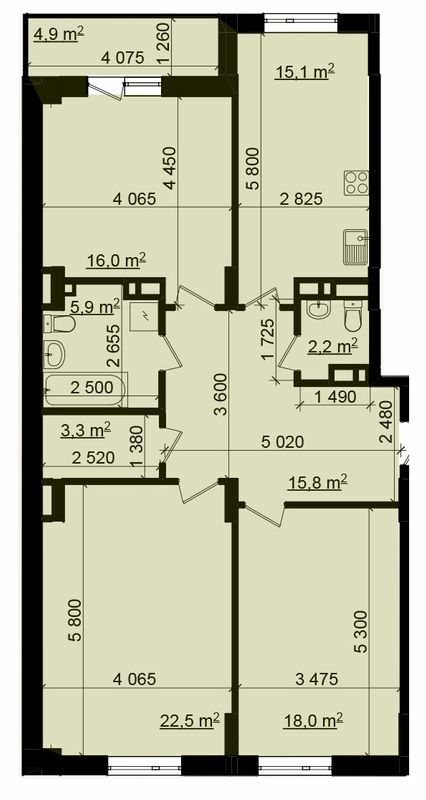 3-комнатная 101.25 м² в ЖК Пролисок от 15 400 грн/м², Харьков