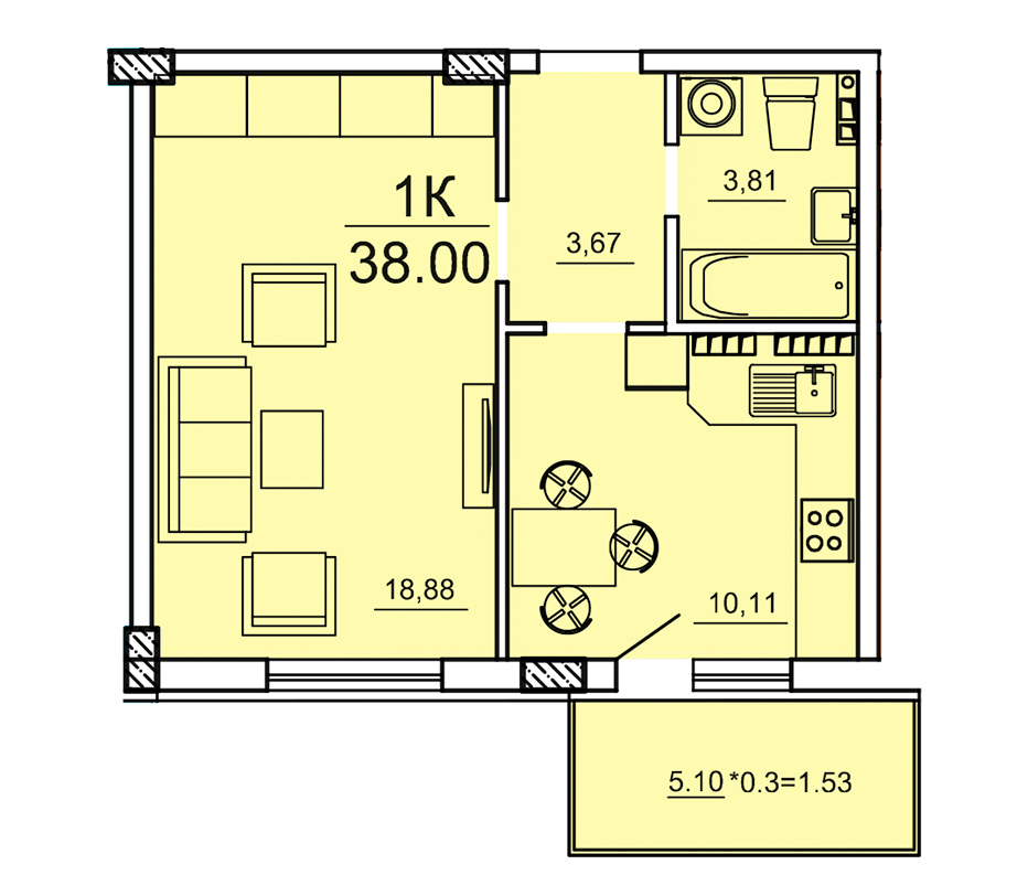 1-комнатная 38 м² в ЖК Алексеевский от 19 400 грн/м², Одесса