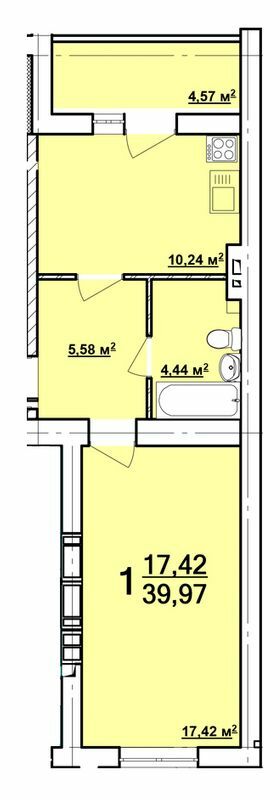 1-комнатная 39.97 м² в ЖК Радужный от 13 000 грн/м², Харьков