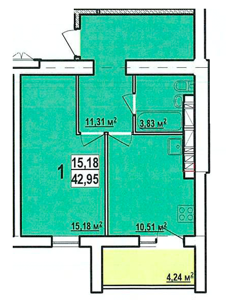 1-комнатная 42.95 м² в ЖК Радужный от 13 000 грн/м², Харьков