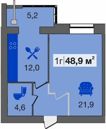 1-комнатная 48.9 м² в ЖК Днепровская Брама от 14 500 грн/м², пгт Слобожанское