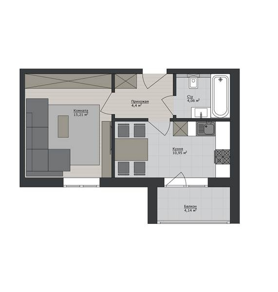 1-комнатная 38.76 м² в ЖК Речной квартал от 18 050 грн/м², Харьков