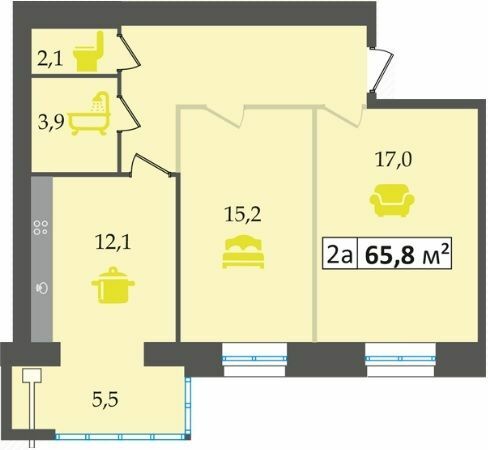 2-комнатная 65.8 м² в ЖК Днепровская Брама от 13 900 грн/м², пгт Слобожанское