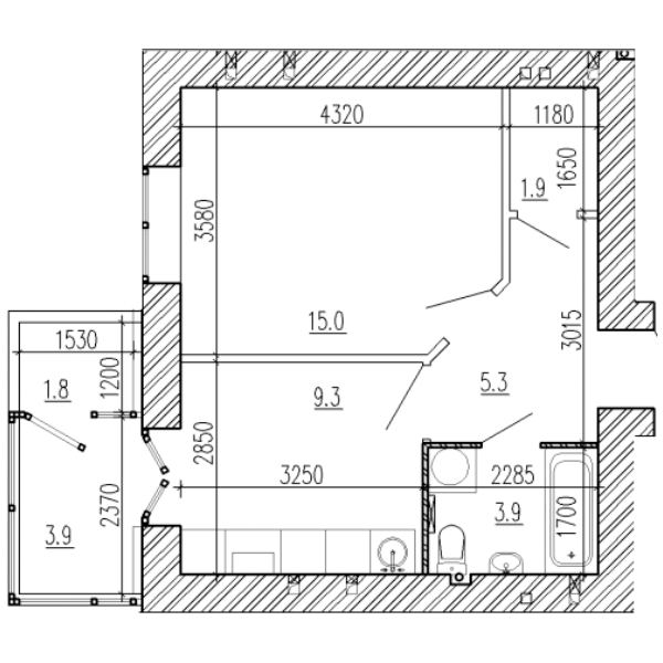 1-комнатная 40 м² в ЖК Алые Паруса от 15 500 грн/м², Днепр