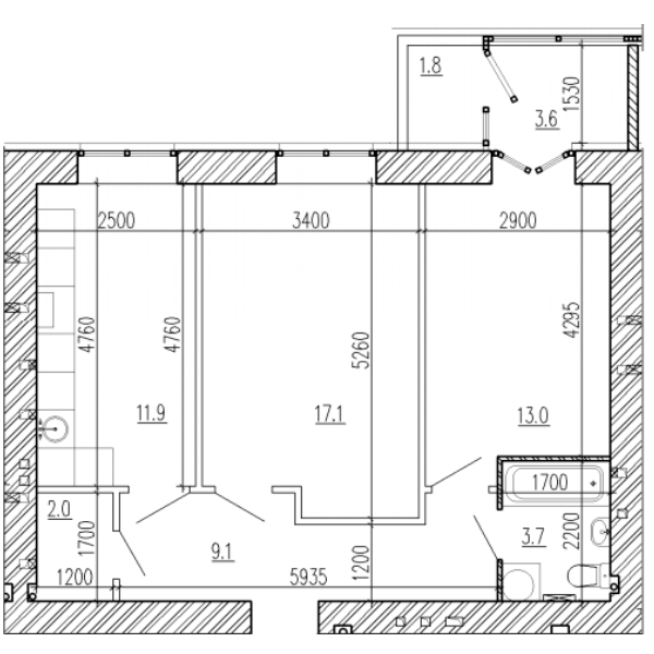 2-комнатная 62.3 м² в ЖК Алые Паруса от 14 700 грн/м², Днепр