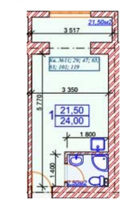 1-кімнатна 24 м² в ЖК Слов'янський від 20 000 грн/м², Харків