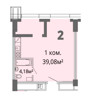 1-кімнатна 39.08 м² в ЖК Грані від 26 200 грн/м², Дніпро