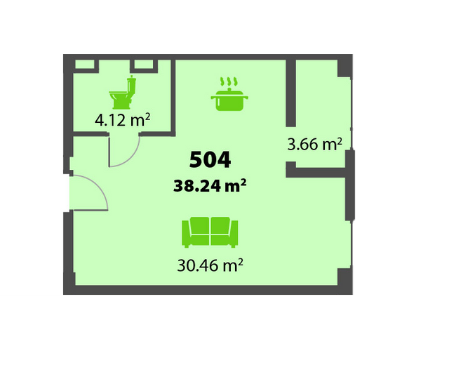 Вільне планування 38.24 м² в ЖК П'ятий континент від 26 250 грн/м², Дніпро