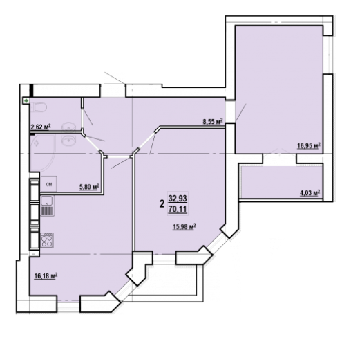 2-комнатная 70.11 м² в ЖК Сокольники от 15 100 грн/м², Харьков