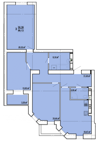 3-комнатная 99.13 м² в ЖК Сокольники от 15 100 грн/м², Харьков