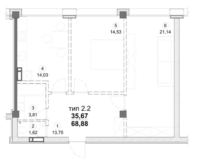 3-кімнатна 68.88 м² в ЖК Олімпійський від забудовника, Дніпро