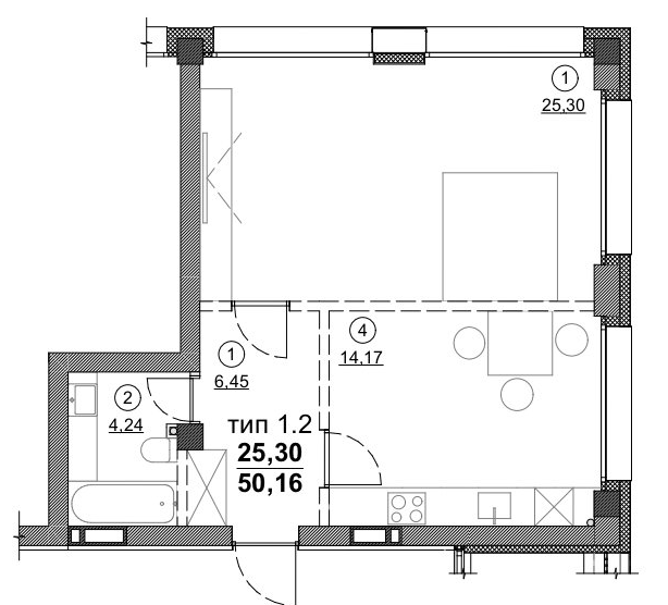 2-кімнатна 50.16 м² в ЖК Олімпійський від 20 500 грн/м², Дніпро