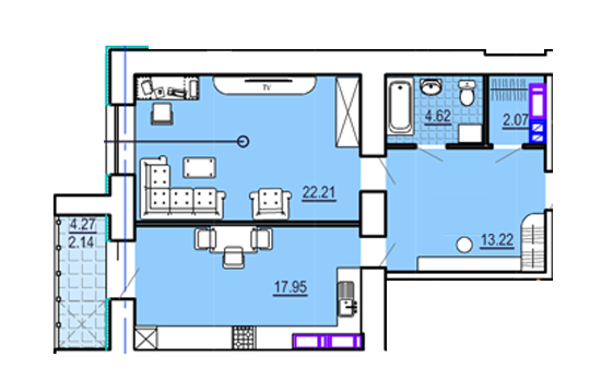 1-кімнатна 62.21 м² в ЖК Театральний від 35 700 грн/м², Харків