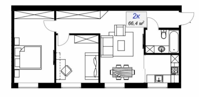 2-комнатная 66.4 м² в ЖК Слобожанский от 15 400 грн/м², пгт Слобожанское