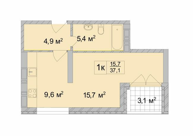 1-комнатная 37.1 м² в ЖК ТИТУЛ Дом на Пушкинской от 46 700 грн/м², Харьков