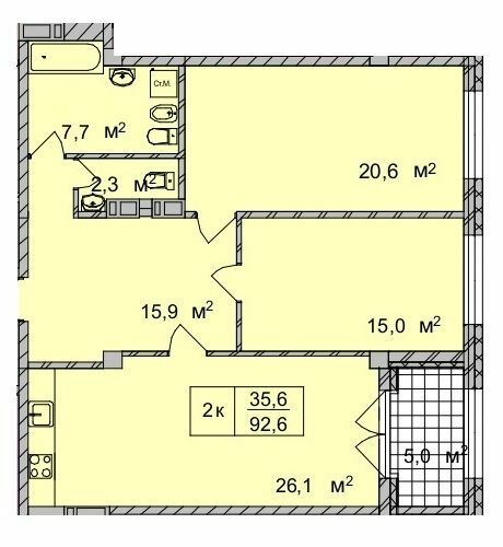 2-кімнатна 92.6 м² в ЖК ТИТУЛ Будинок на Пушкінській від 49 400 грн/м², Харків