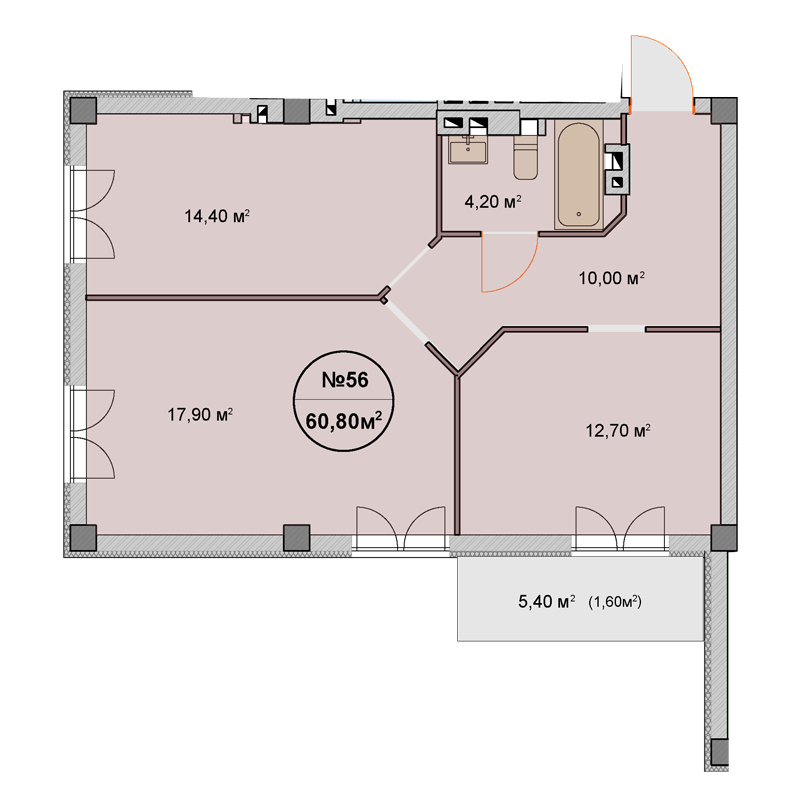 2-комнатная 60.8 м² в ЖК Феличита от 36 500 грн/м², Харьков