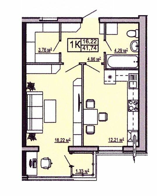 1-кімнатна 41.74 м² в ЖК Правильний вибір від 15 500 грн/м², Дніпро