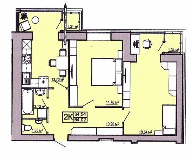 2-комнатная 64.02 м² в ЖК Правильный выбор от 15 500 грн/м², Днепр
