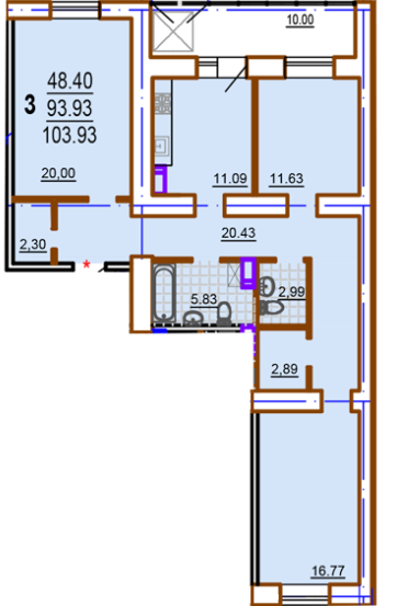 3-комнатная 103.93 м² в ЖК Шекспира от 17 000 грн/м², Харьков