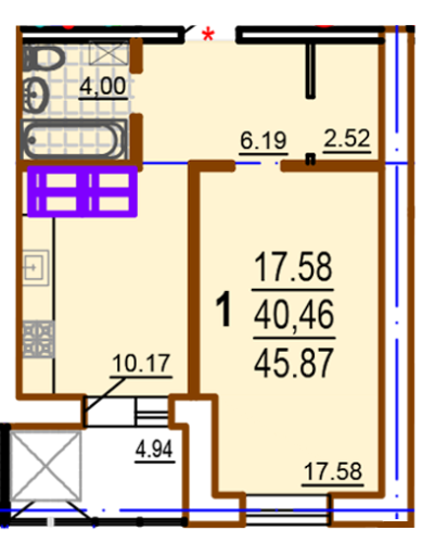 1-кімнатна 45.87 м² в ЖК Шекспіра від 17 800 грн/м², Харків