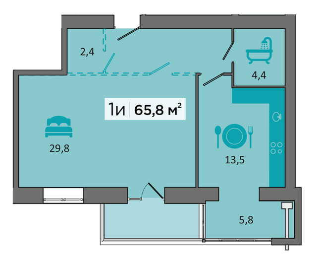 1-кімнатна 65.8 м² в ЖК Dubinina від 19 500 грн/м², Дніпро