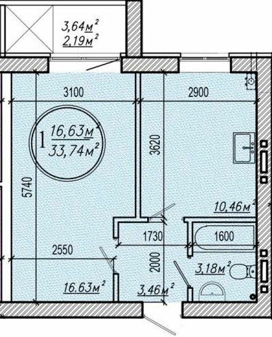 1-комнатная 33.74 м² в КД Дружный от 14 850 грн/м², Днепр