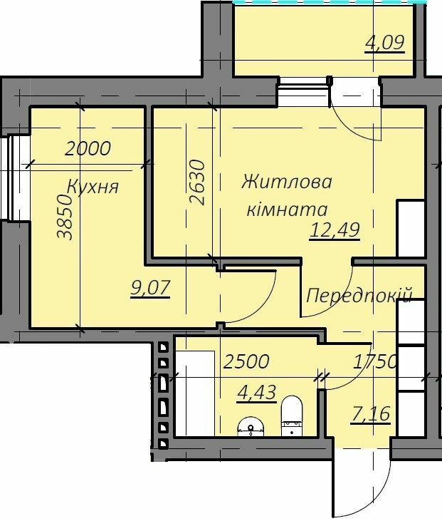 1-комнатная 34.24 м² в КД Дружный от 14 850 грн/м², Днепр