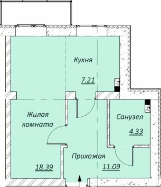 1-комнатная 30.84 м² в КД Образцовый от 17 000 грн/м², Днепр