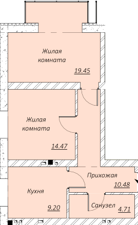 2-кімнатна 54.3 м² в КБ Зразковий від 16 250 грн/м², Дніпро