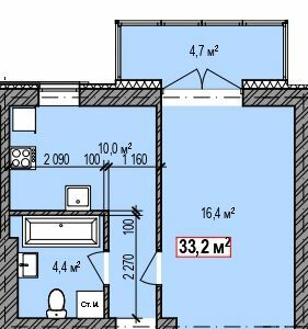 1-кімнатна 33.2 м² в ЖК Dresden від 17 000 грн/м², м. Кам’янське