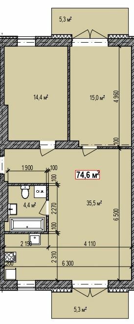 3-комнатная 74.6 м² в ЖК Dresden от 11 900 грн/м², г. Каменское