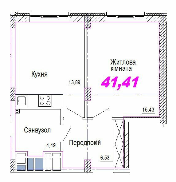 1-кімнатна 41.41 м² в ЖК Favorit від 31 600 грн/м², Дніпро