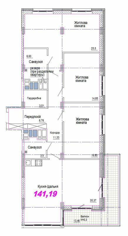 3-комнатная 141.19 м² в ЖК Favorit от 31 600 грн/м², Днепр