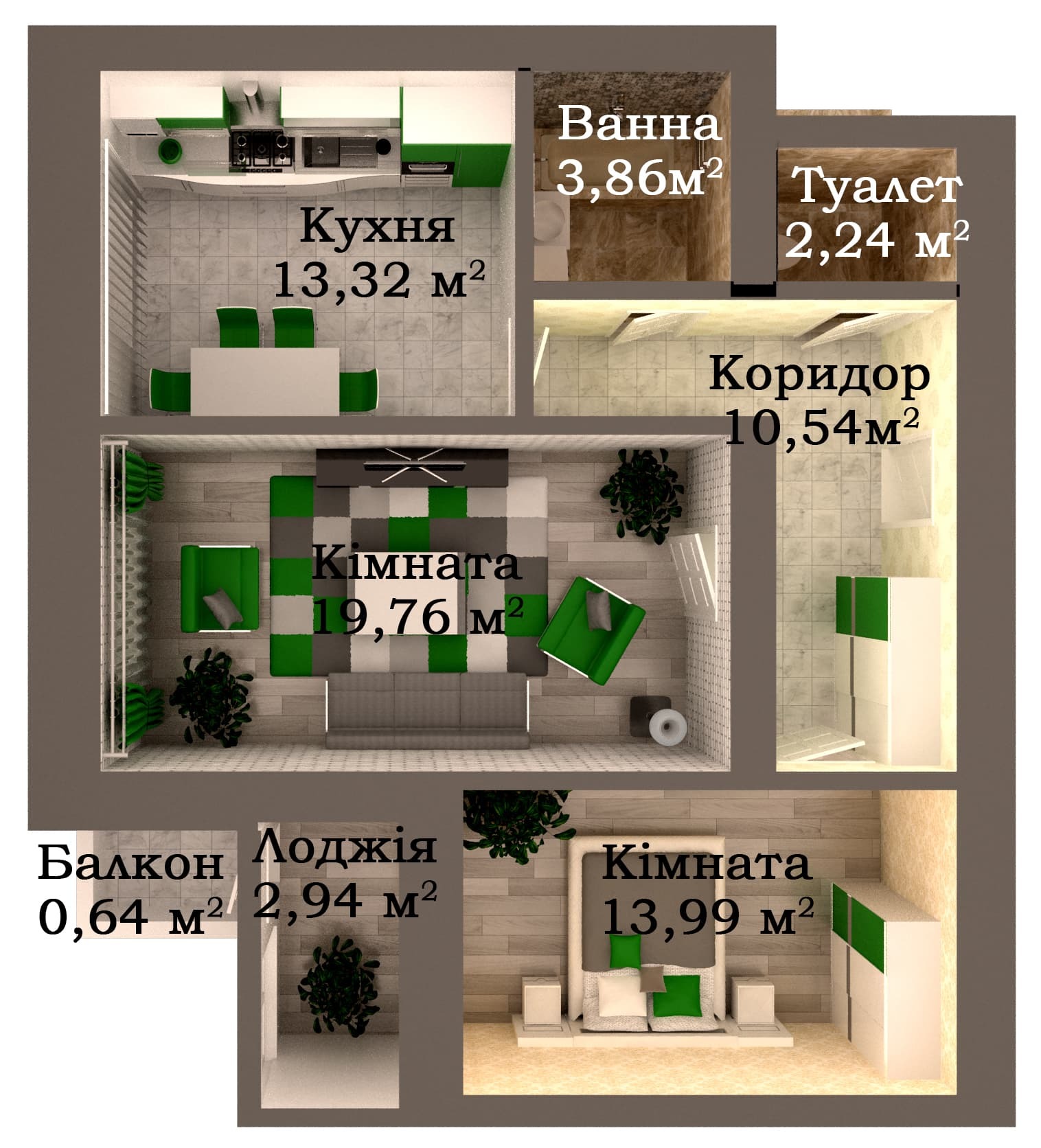 2-кімнатна 67.29 м² в ЖК Caramel Residence від 19 000 грн/м², Луцьк