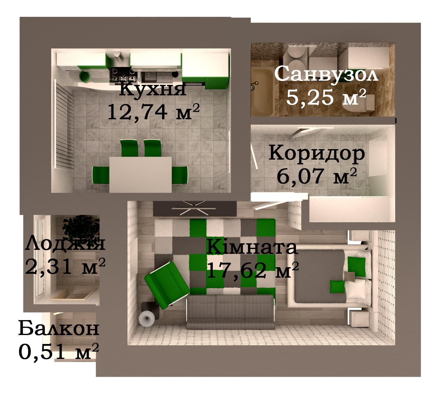 1-кімнатна 44.5 м² в ЖК Caramel Residence від 19 000 грн/м², Луцьк