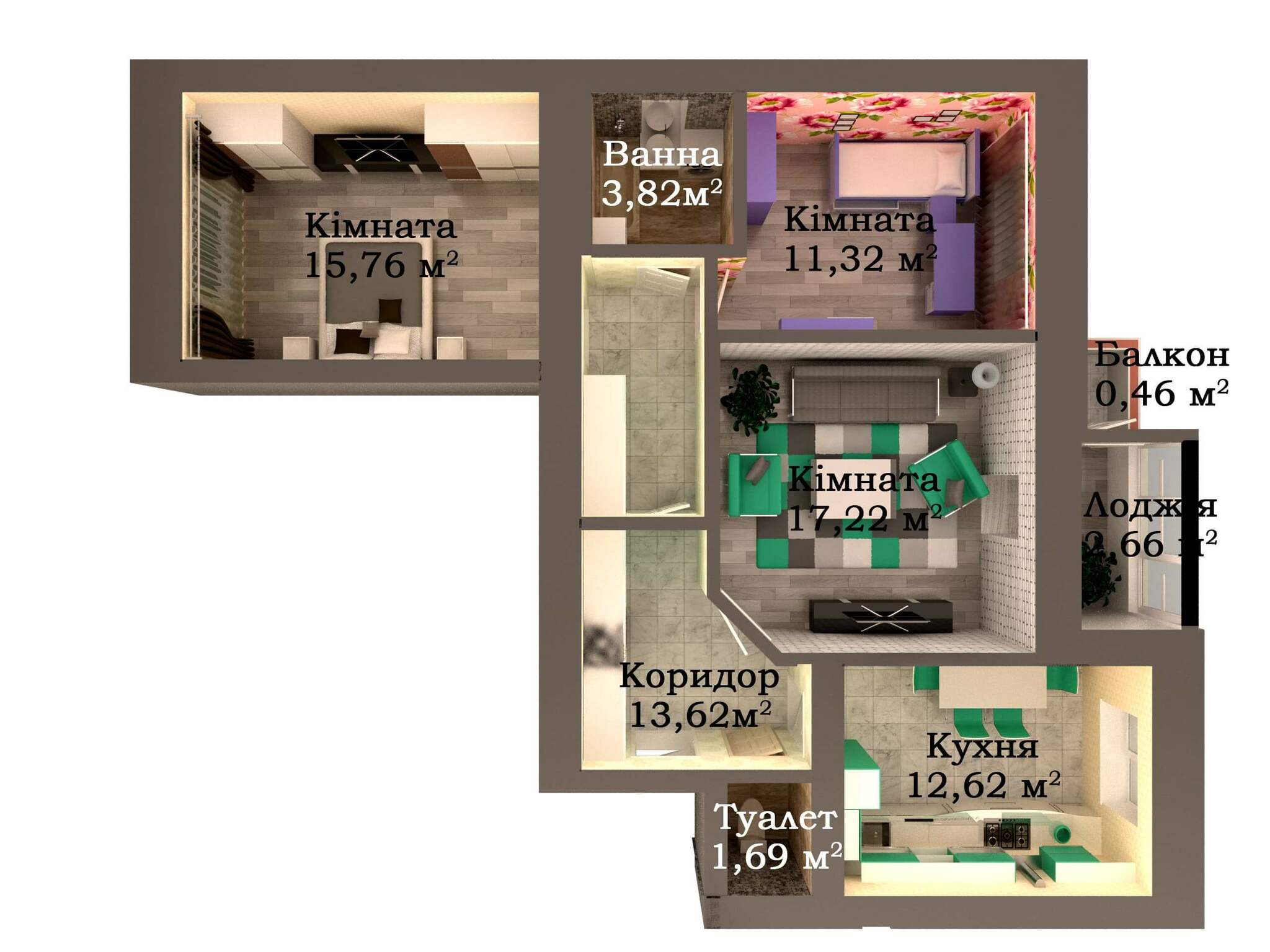 3-комнатная 79.17 м² в ЖК Caramel Residence от 17 500 грн/м², Луцк