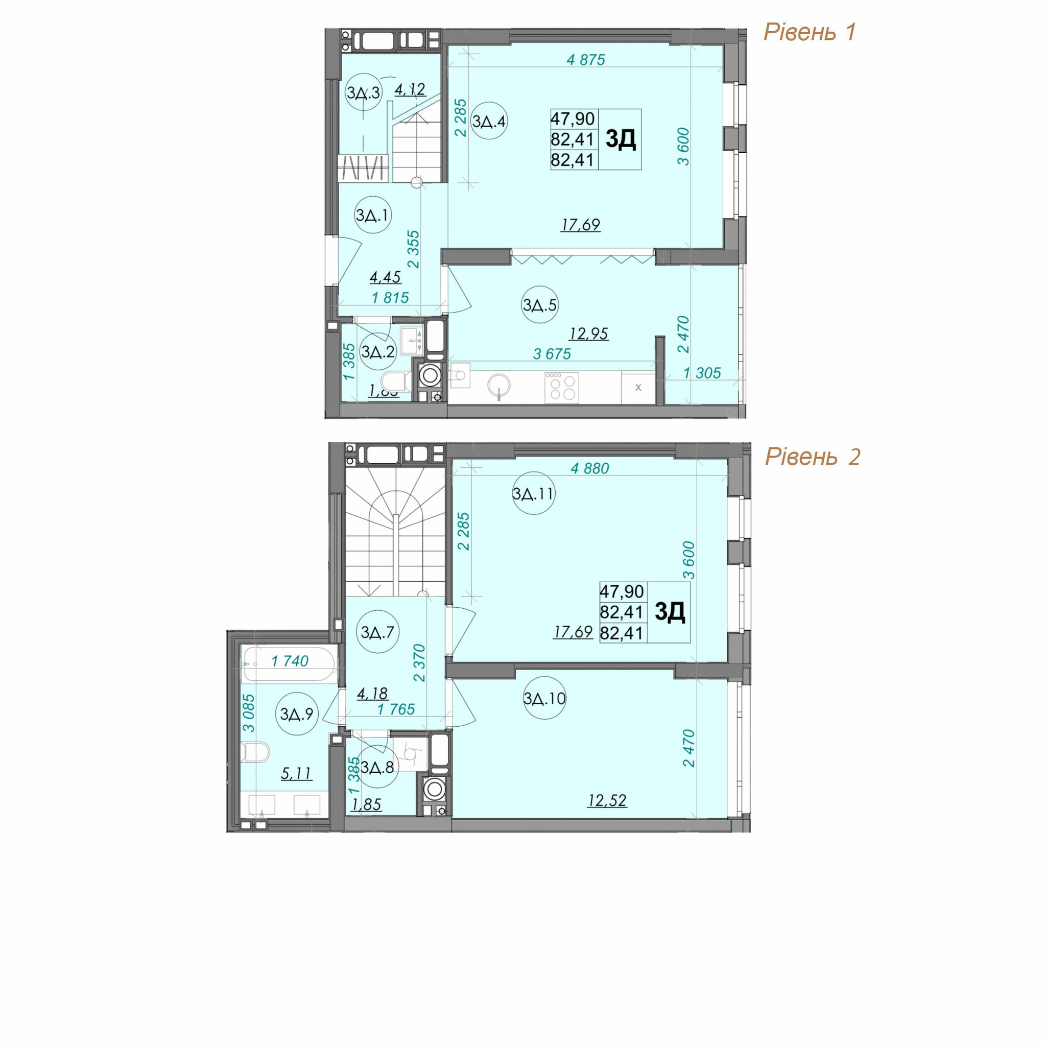 Дворівнева 82.41 м² в ЖК Panorama від 17 000 грн/м², Луцьк