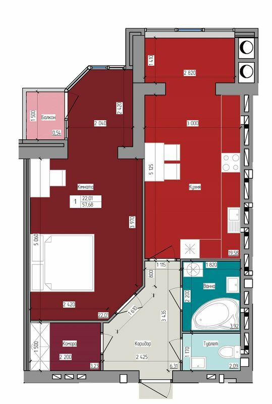 1-кімнатна 57.68 м² в ЖК Атлант від 15 000 грн/м², Луцьк