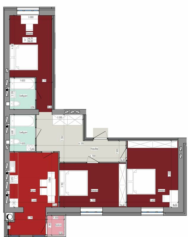 3-комнатная 86.83 м² в ЖК Атлант от 14 000 грн/м², Луцк