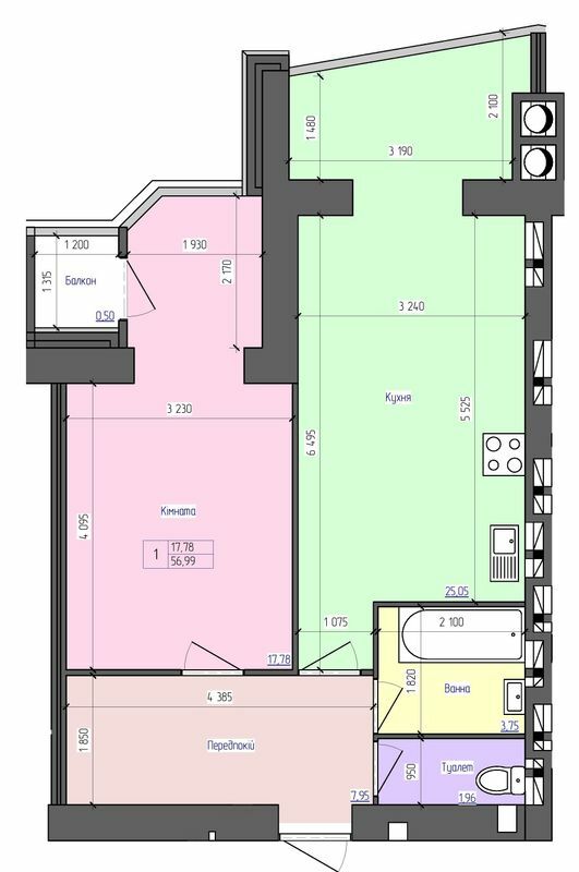 1-комнатная 56.99 м² в ЖК Атлант от 14 000 грн/м², Луцк