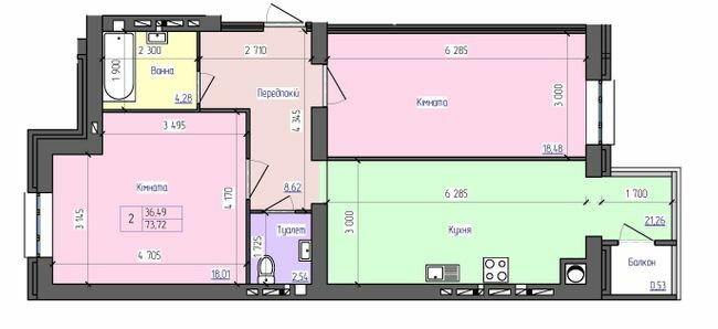 2-кімнатна 73.72 м² в ЖК Атлант від 13 000 грн/м², Луцьк