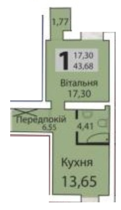 1-кімнатна 43.68 м² в ЖК Зелений масив від 14 000 грн/м², Луцьк