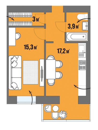 1-комнатная 41.1 м² в ЖК Dream Town от 15 650 грн/м², Луцк