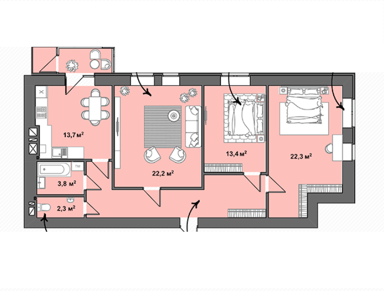 3-кімнатна 98.6 м² в ЖК Dream Town від забудовника, Луцьк